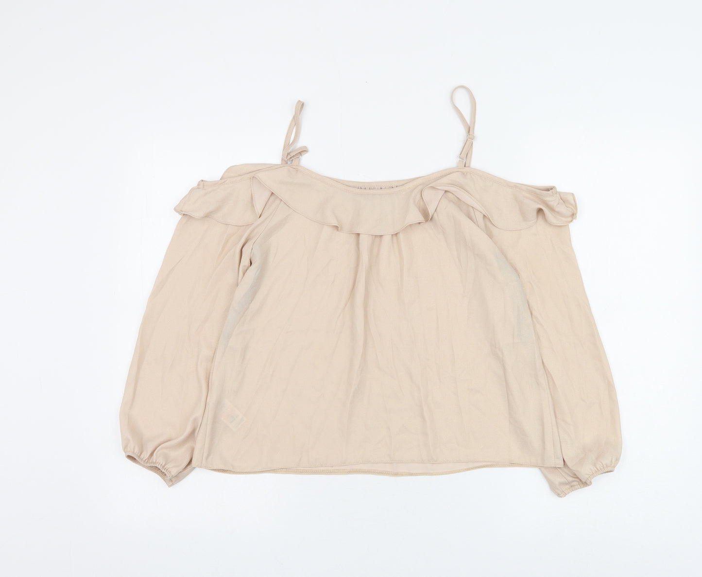 Dorothy Perkins Womens Beige Polyester Basic Blouse Size 8 Boat Neck