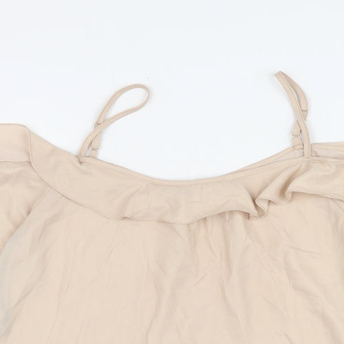 Dorothy Perkins Womens Beige Polyester Basic Blouse Size 8 Boat Neck