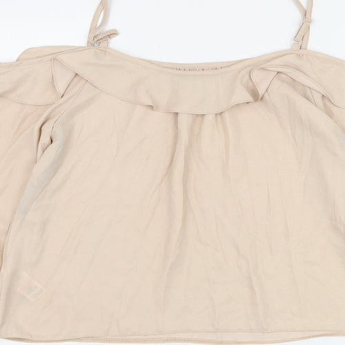 Dorothy Perkins Womens Beige Polyester Basic Blouse Size 8 Boat Neck
