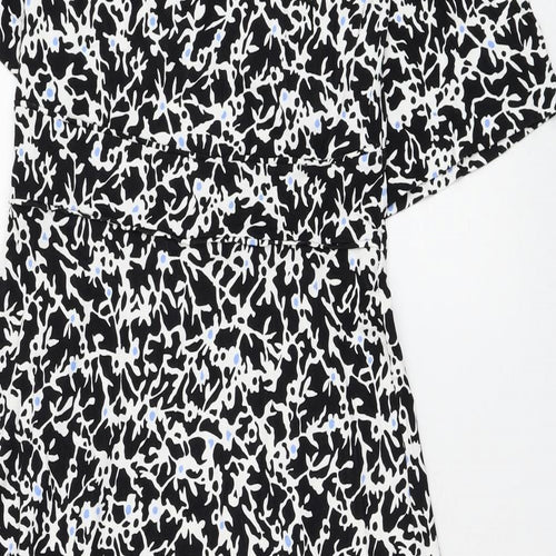 Jigsaw Womens Black Floral Viscose Fit & Flare Size M V-Neck Pullover