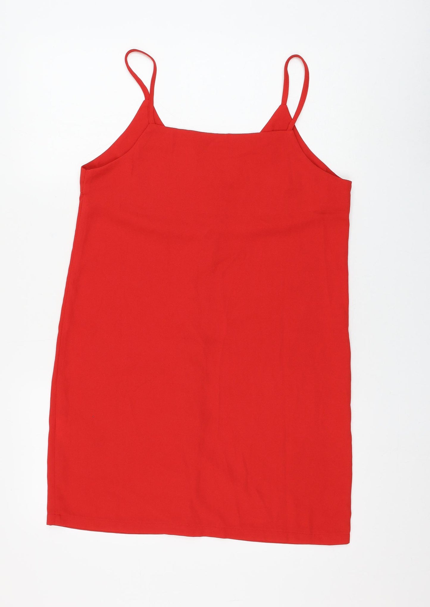 Boohoo Womens Red Polyester Basic Blouse Size 10 V-Neck