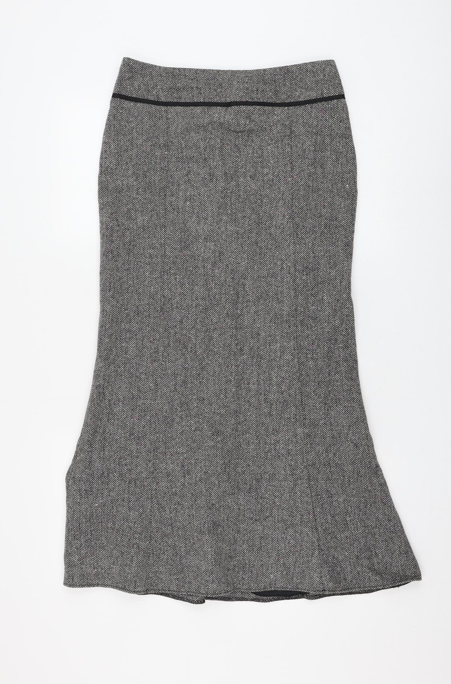 NEXT Womens Grey Geometric Wool Straight & Pencil Skirt Size 8 Zip