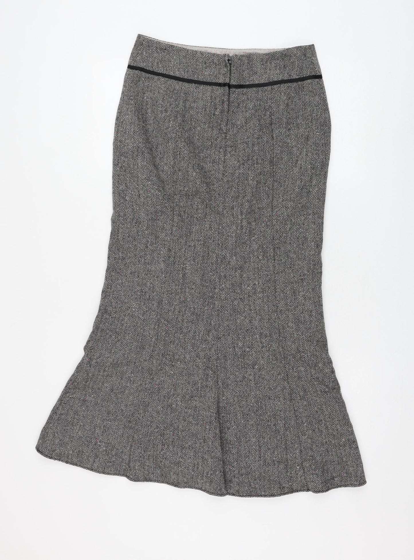 NEXT Womens Grey Geometric Wool Straight & Pencil Skirt Size 8 Zip