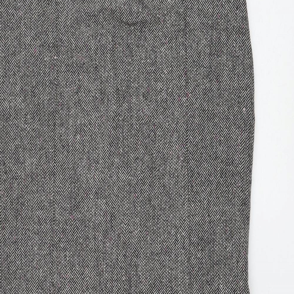 NEXT Womens Grey Geometric Wool Straight & Pencil Skirt Size 8 Zip