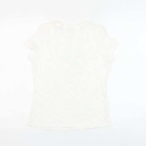 Marks and Spencer Womens White Cotton Basic T-Shirt Size 14 Round Neck - Mickey Mouse