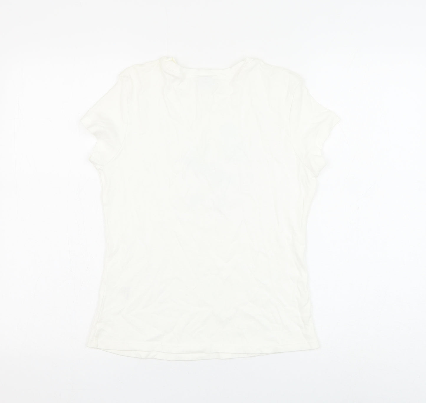 Marks and Spencer Womens White Cotton Basic T-Shirt Size 14 Round Neck - Mickey Mouse