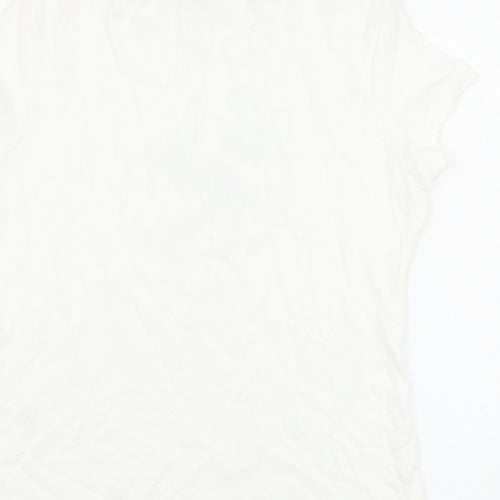 Marks and Spencer Womens White Cotton Basic T-Shirt Size 14 Round Neck - Mickey Mouse