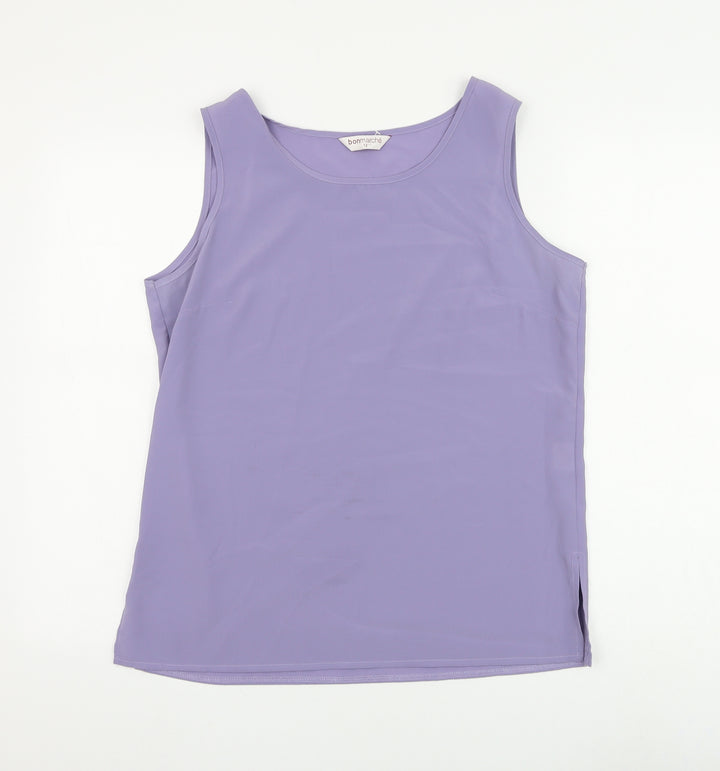 Bonmarché Womens Purple Polyester Camisole Blouse Size 12 Round Neck