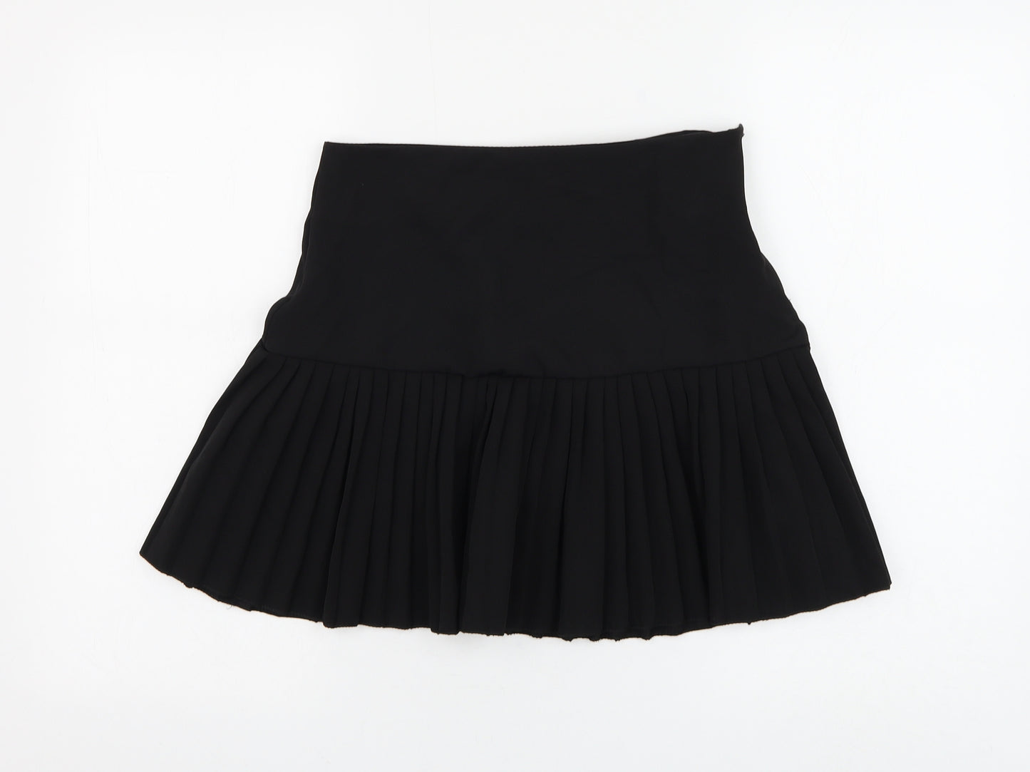Femme Luxe Womens Black Polyester Pleated Skirt Size 10 Zip