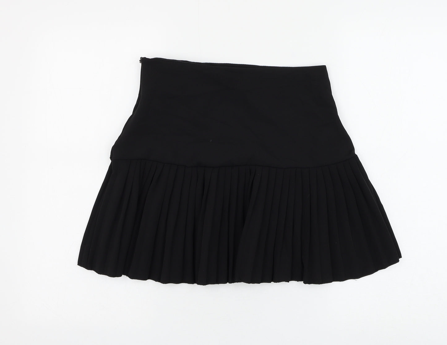Femme Luxe Womens Black Polyester Pleated Skirt Size 10 Zip
