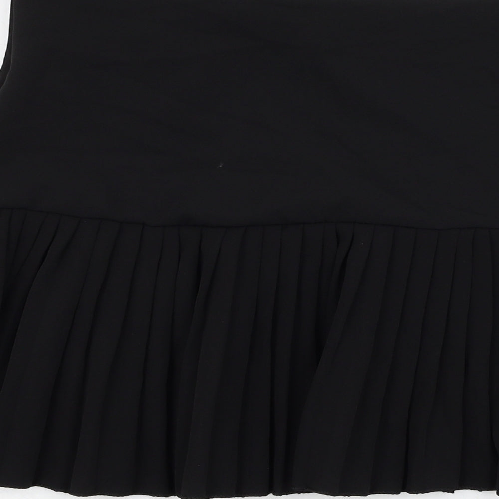 Femme Luxe Womens Black Polyester Pleated Skirt Size 10 Zip