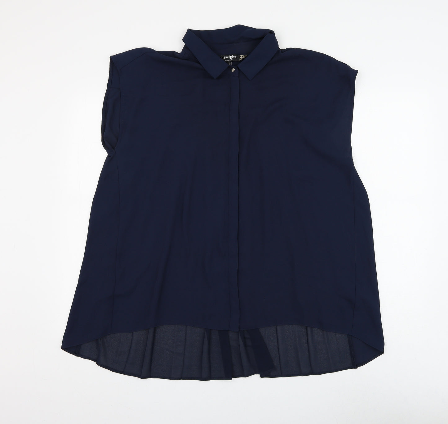 Principles Womens Blue Polyester Basic Button-Up Size 16 Collared