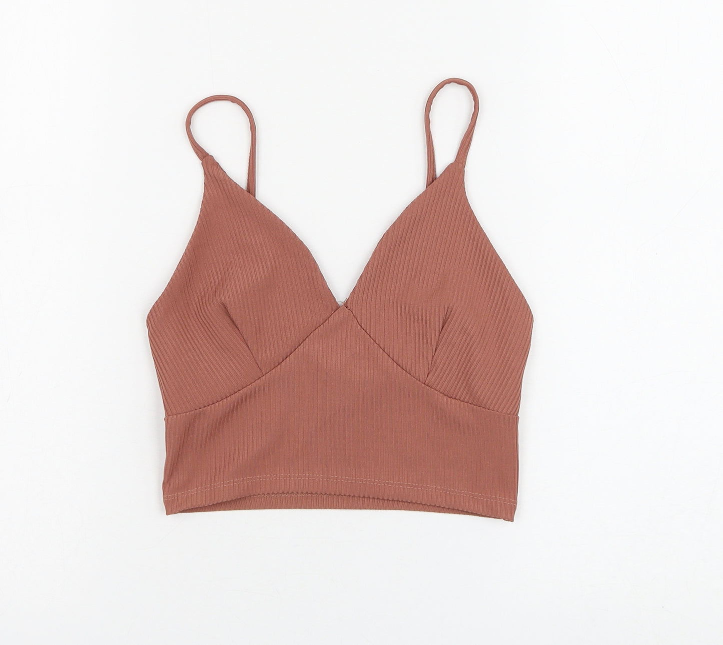 Primark Womens Pink Polyester Cropped Tank Size 4 V-Neck