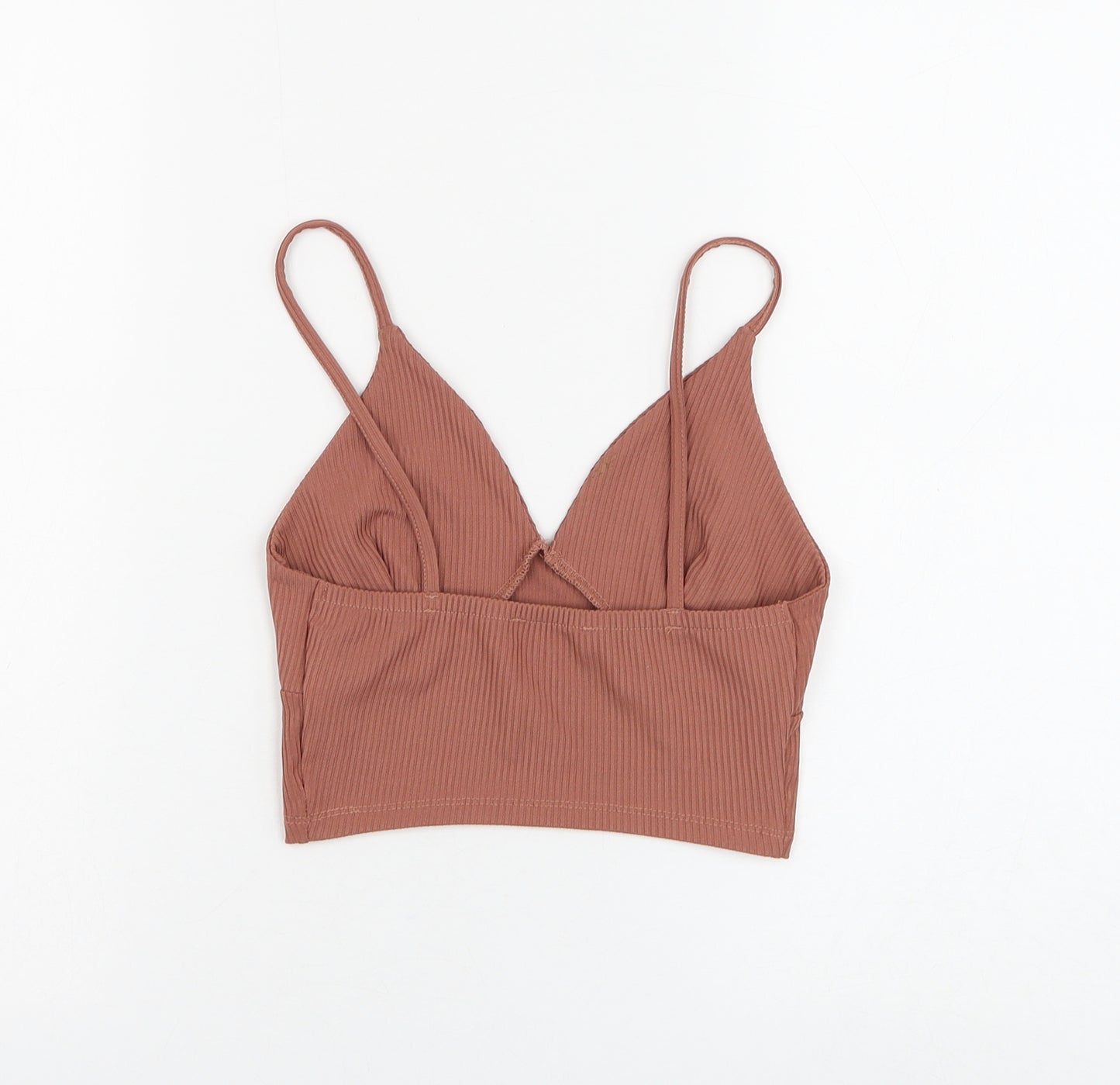 Primark Womens Pink Polyester Cropped Tank Size 4 V-Neck