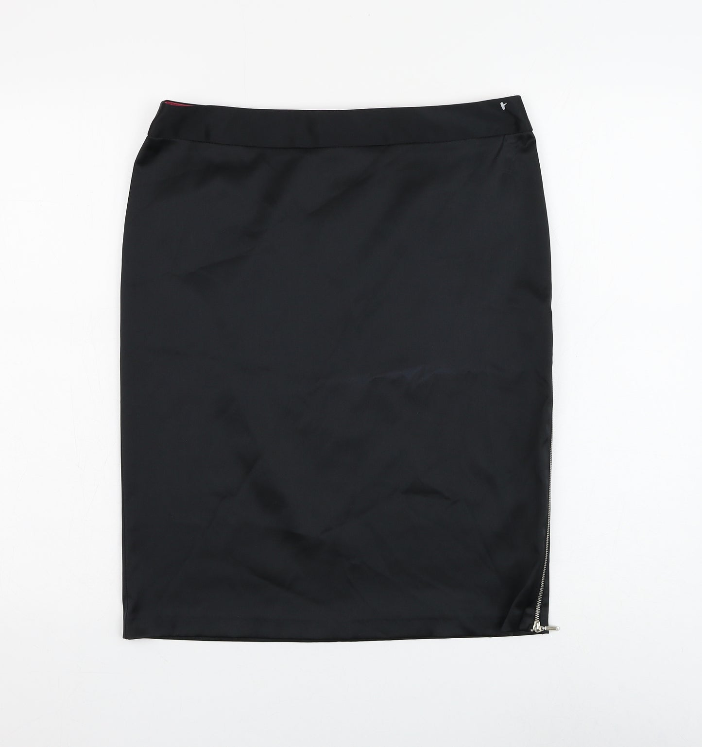 Dorothy Perkins Womens Black Polyester Straight & Pencil Skirt Size 12 Zip