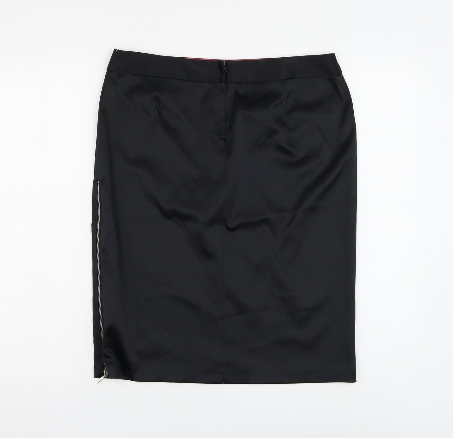 Dorothy Perkins Womens Black Polyester Straight & Pencil Skirt Size 12 Zip