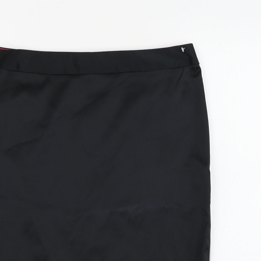 Dorothy Perkins Womens Black Polyester Straight & Pencil Skirt Size 12 Zip