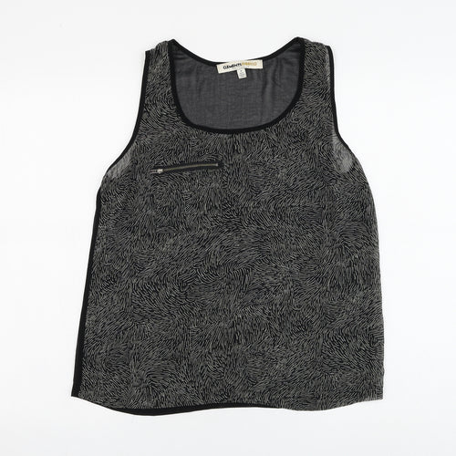 Clements Ribeiro Womens Black Geometric Polyester Camisole Tank Size M Round Neck
