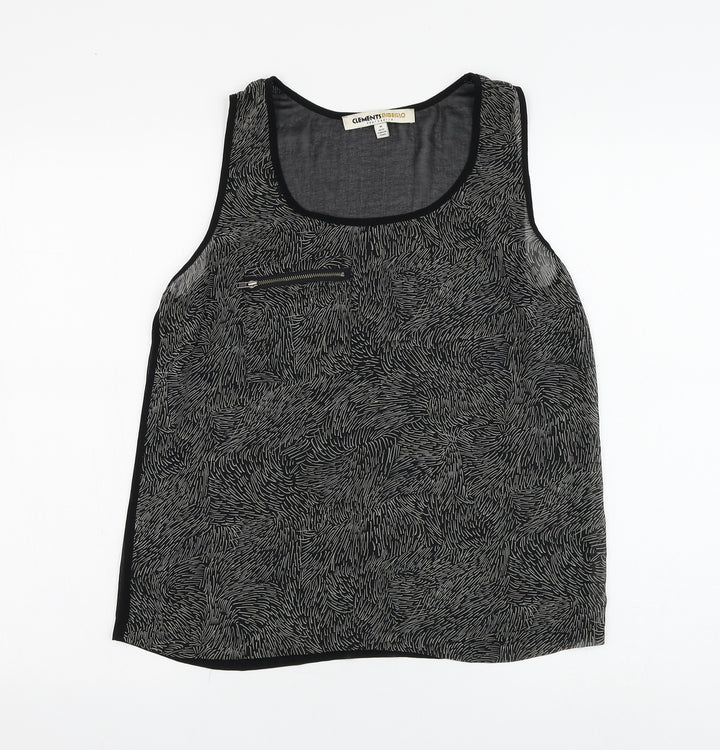 Clements Ribeiro Womens Black Geometric Polyester Camisole Tank Size M Round Neck