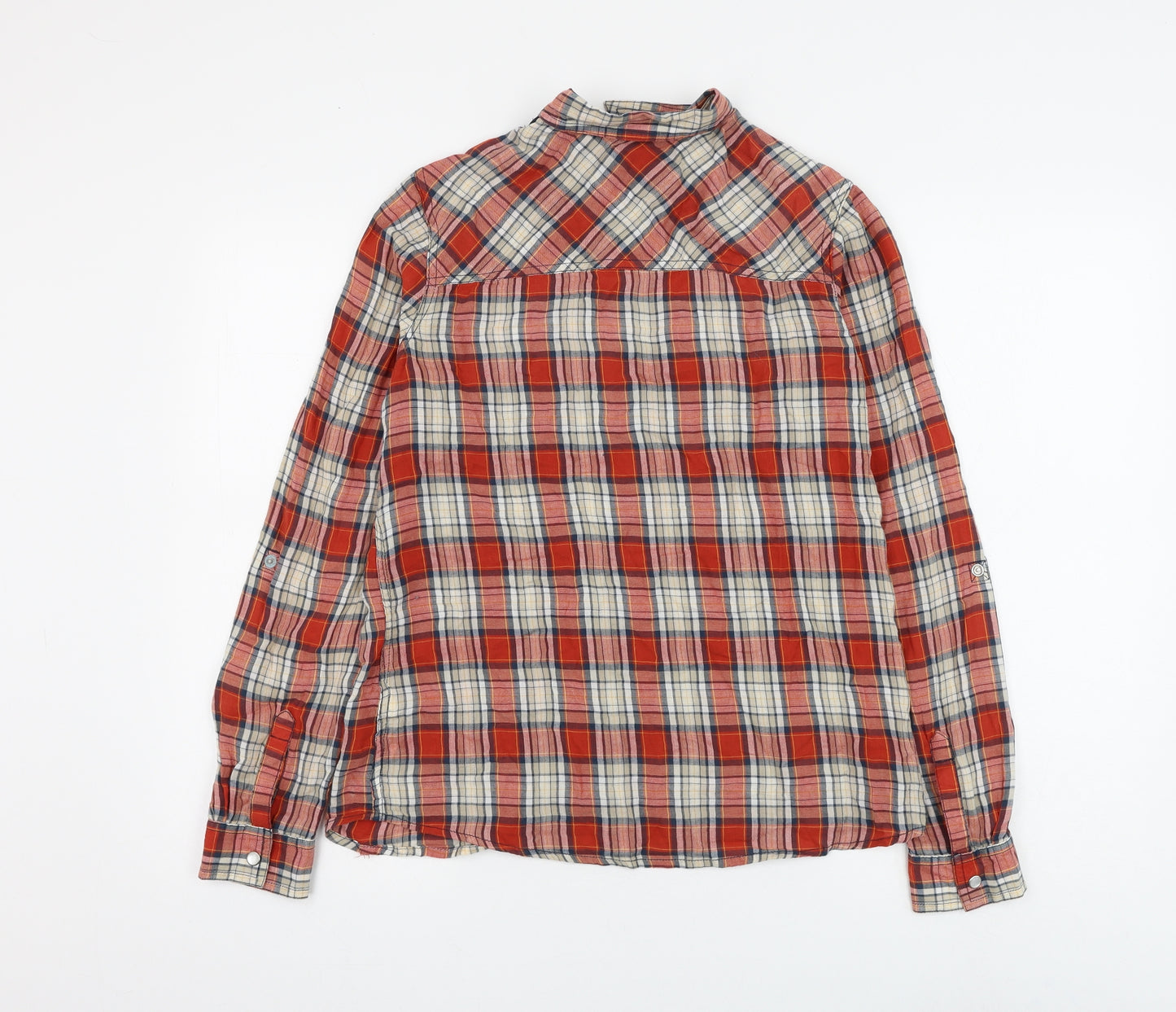 Marks and Spencer Womens Red Plaid Cotton Basic Button-Up Size 10 Collared