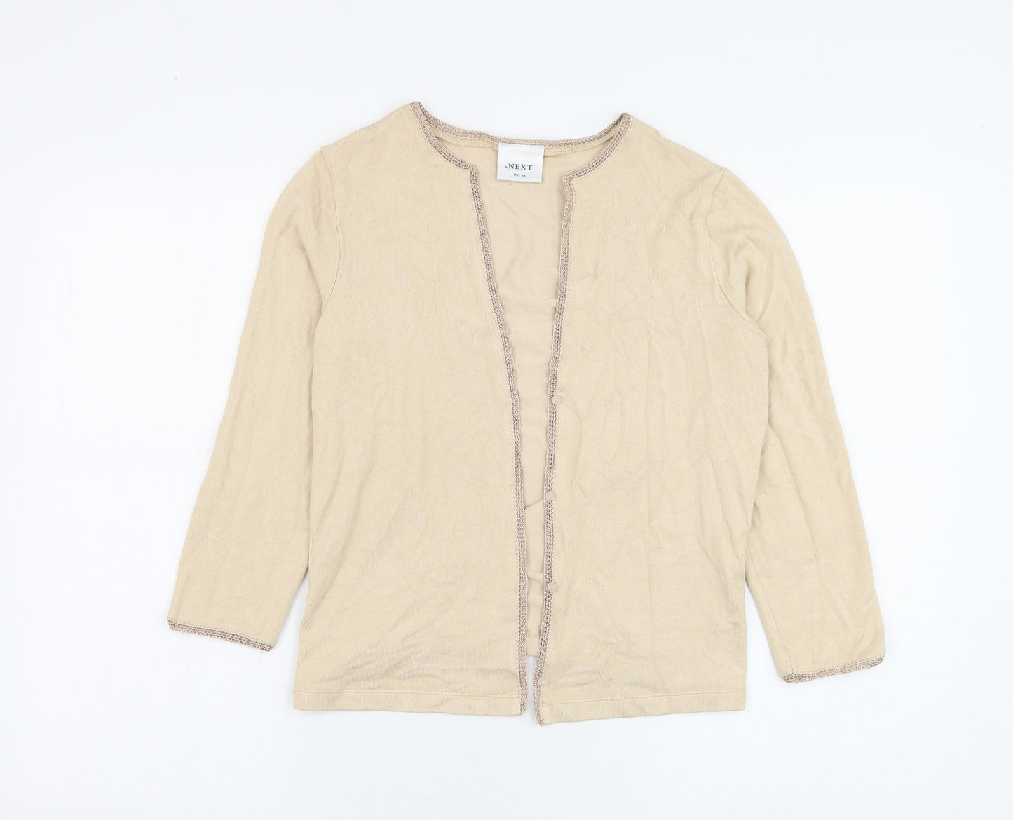 NEXT Womens Beige Round Neck Polyester Cardigan Jumper Size 12