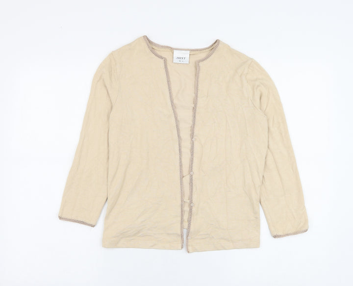 NEXT Womens Beige Round Neck Polyester Cardigan Jumper Size 12