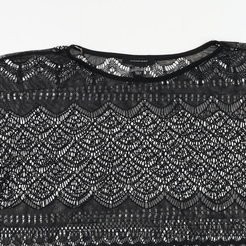 Atmosphere Womens Black Geometric Polyester Basic Blouse Size 6 Round Neck