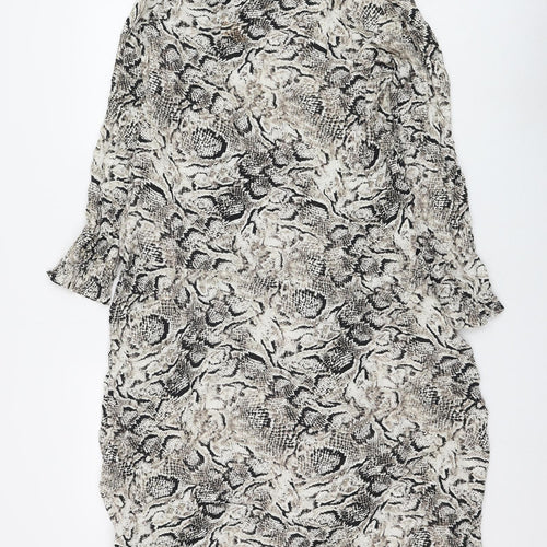 Marks and Spencer Womens Beige Animal Print Viscose Shift Size M V-Neck Pullover - Snake Print