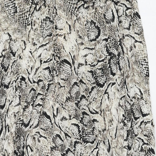 Marks and Spencer Womens Beige Animal Print Viscose Shift Size M V-Neck Pullover - Snake Print