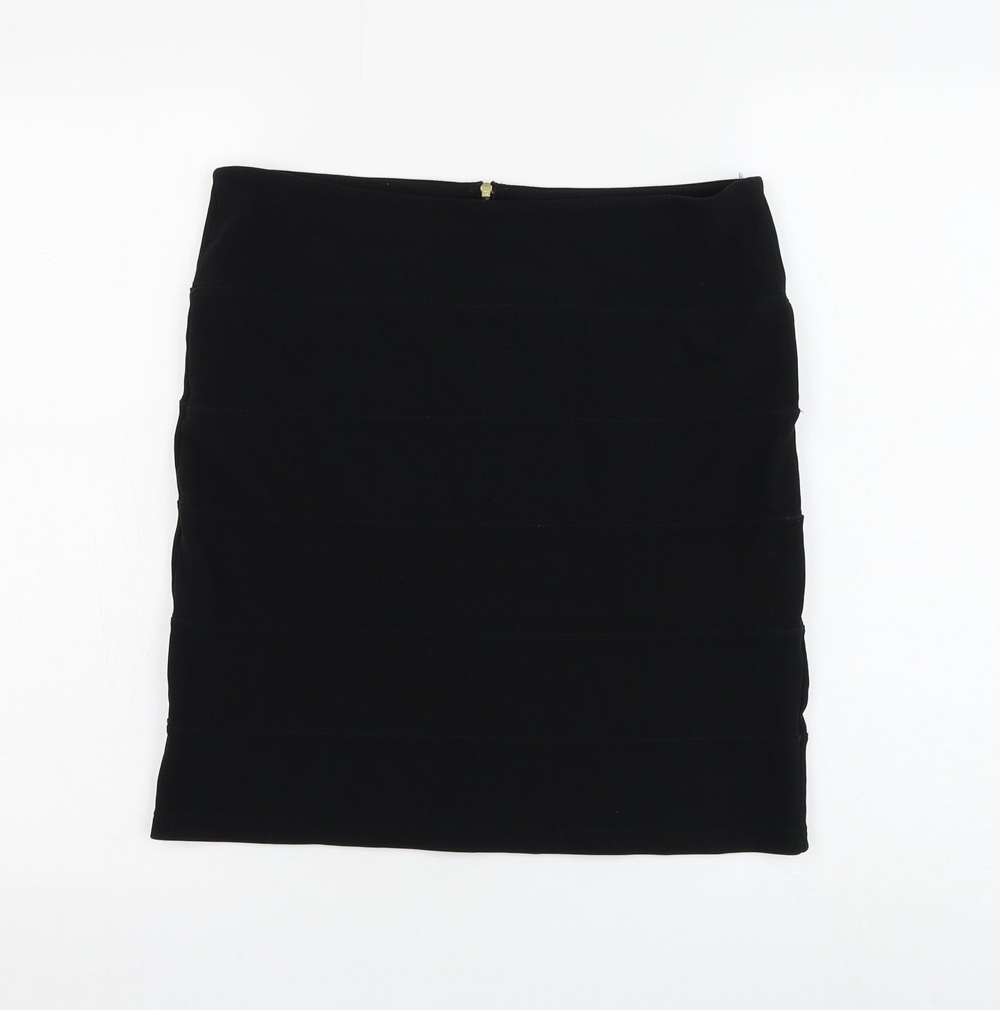 Topshop Womens Black Polyester Bandage Skirt Size 14 Zip