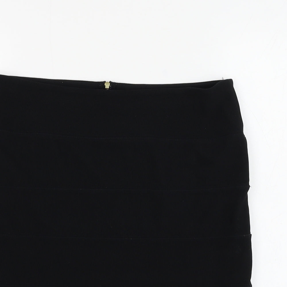 Topshop Womens Black Polyester Bandage Skirt Size 14 Zip