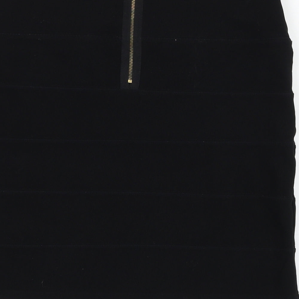 Topshop Womens Black Polyester Bandage Skirt Size 14 Zip