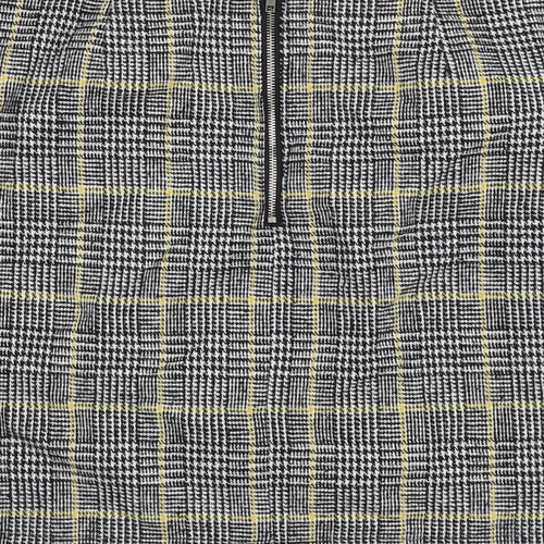 Brand Attic Womens Black Plaid Polyester A-Line Skirt Size 8 Zip