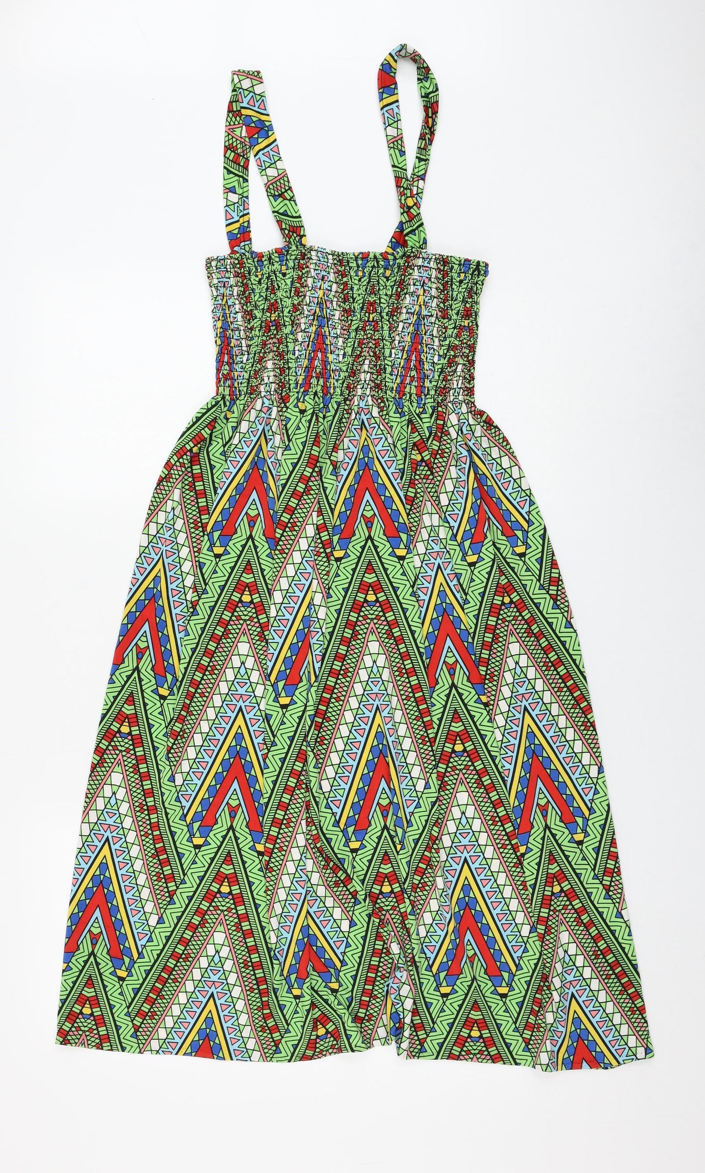 Cronos Womens Multicoloured Geometric Polyester Fit & Flare One Size Square Neck Pullover