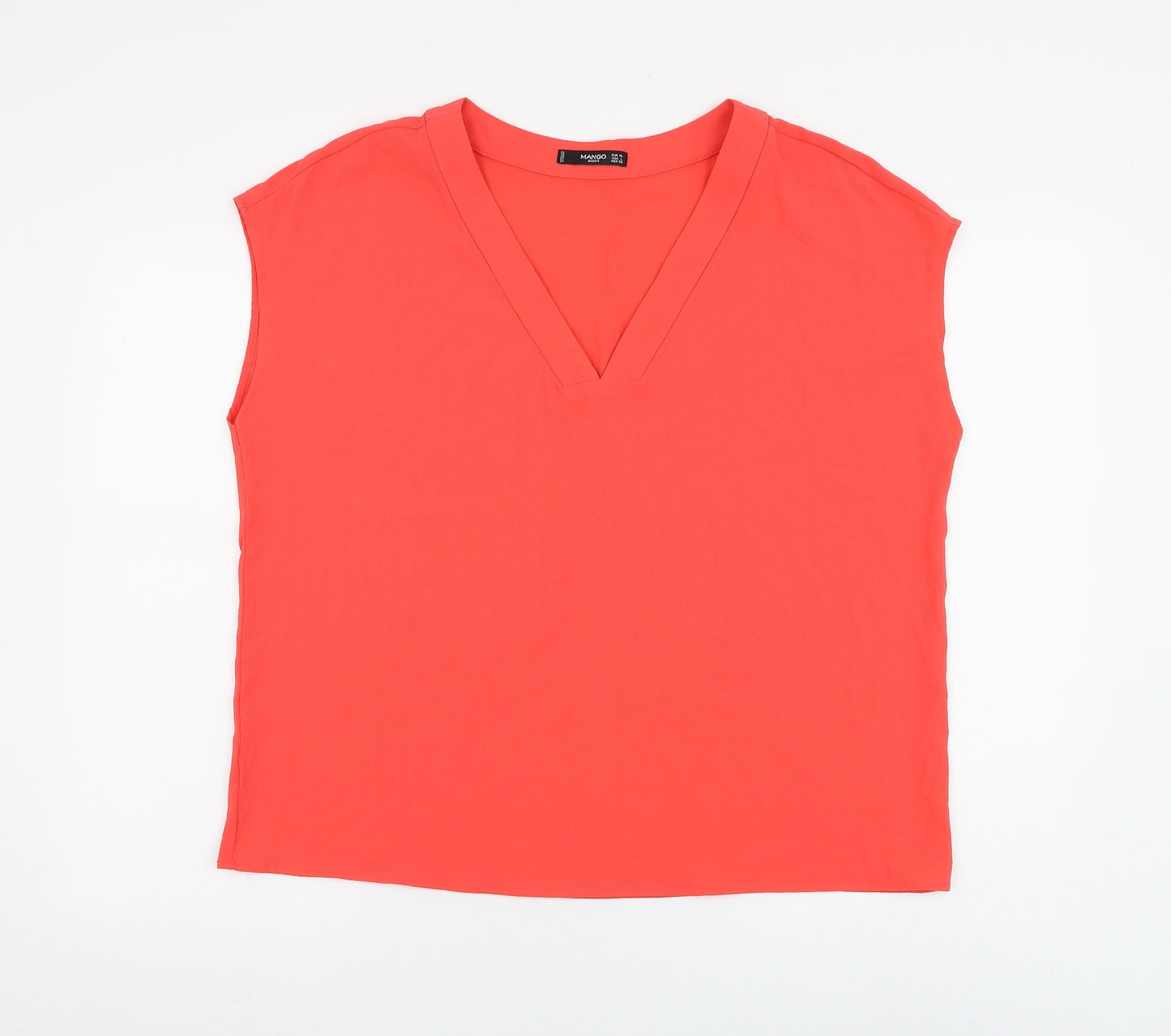 Mango Womens Pink Polyester Basic Blouse Size XL V-Neck