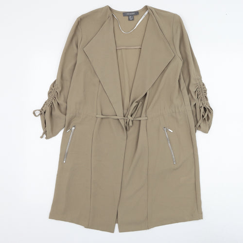 Primark Womens Brown Jacket Blazer Size 4 Tie