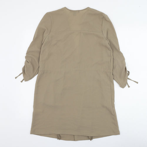 Primark Womens Brown Jacket Blazer Size 4 Tie