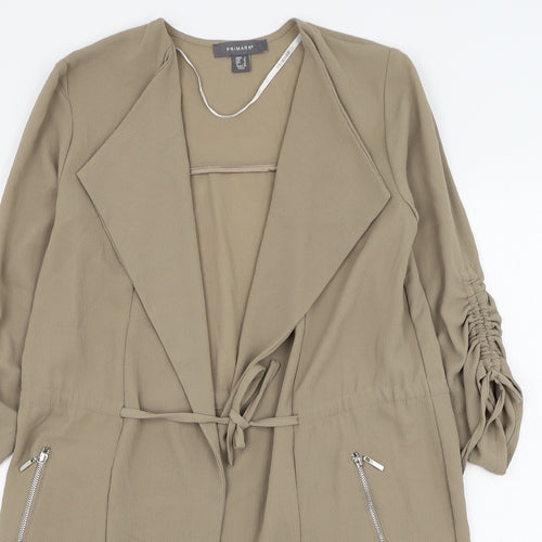 Primark Womens Brown Jacket Blazer Size 4 Tie