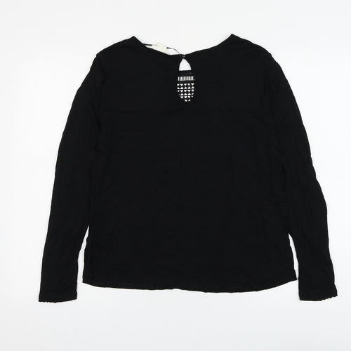 H&M Womens Black Geometric Viscose Basic Blouse Size S Round Neck