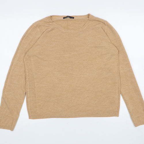 Marks and Spencer Womens Beige Round Neck Acrylic Pullover Jumper Size 16