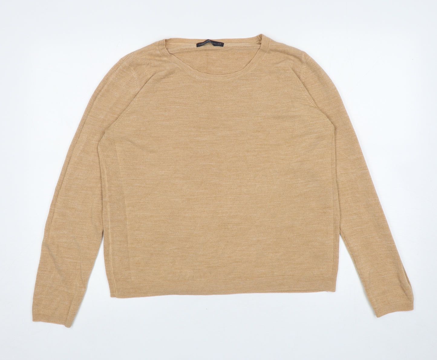 Marks and Spencer Womens Beige Round Neck Acrylic Pullover Jumper Size 16