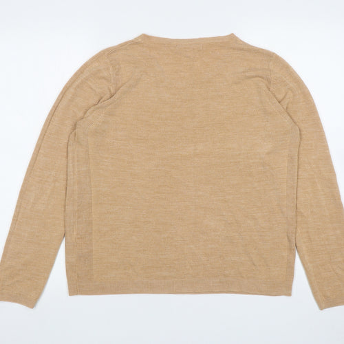 Marks and Spencer Womens Beige Round Neck Acrylic Pullover Jumper Size 16