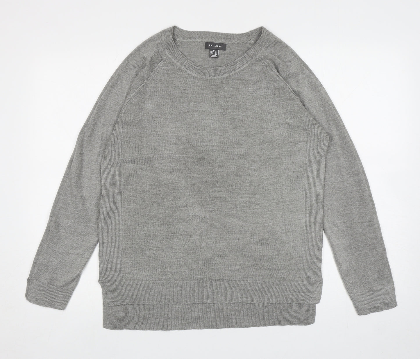 Primark Womens Grey Round Neck Acrylic Pullover Jumper Size M