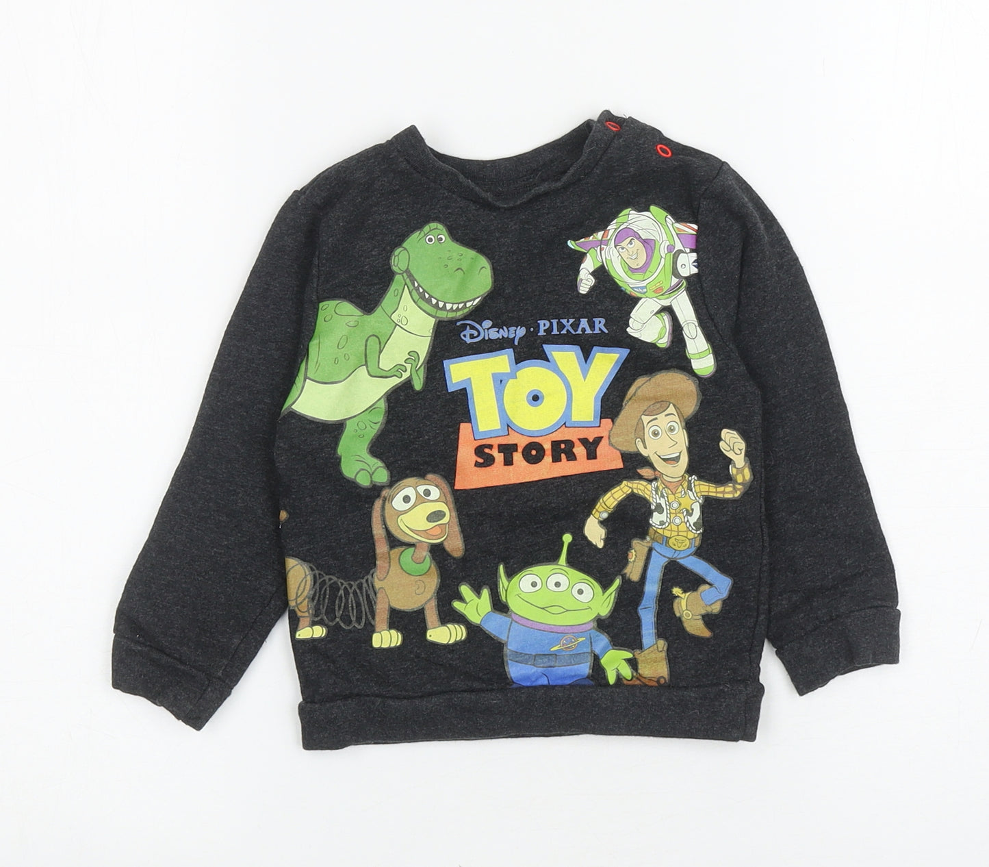 Pep&Co Baby Grey Cotton Pullover Jumper Size 18-24 Months Snap - Toy Story