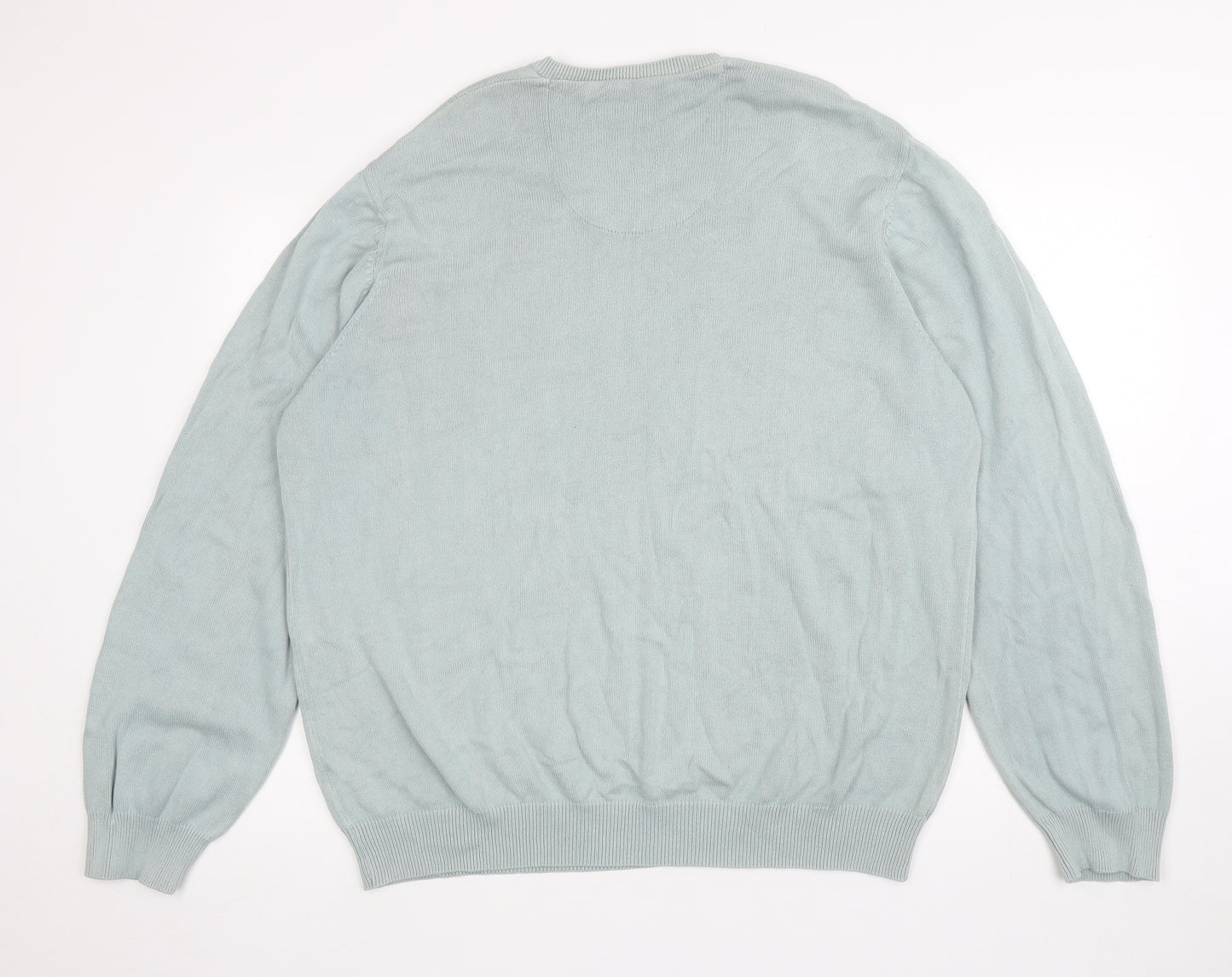 Preworn Mens Blue V-Neck Cotton Pullover Jumper Size 2XL