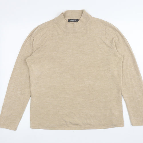 Bonmarche Womens Beige Mock Neck Acrylic Pullover Jumper Size M