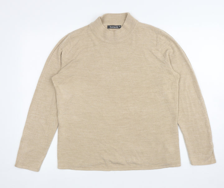 Bonmarche Womens Beige Mock Neck Acrylic Pullover Jumper Size M