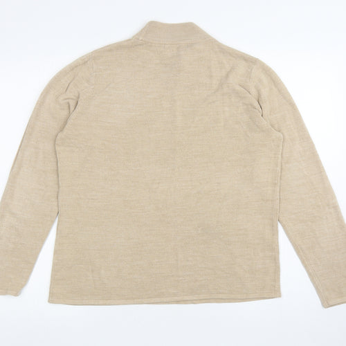 Bonmarche Womens Beige Mock Neck Acrylic Pullover Jumper Size M