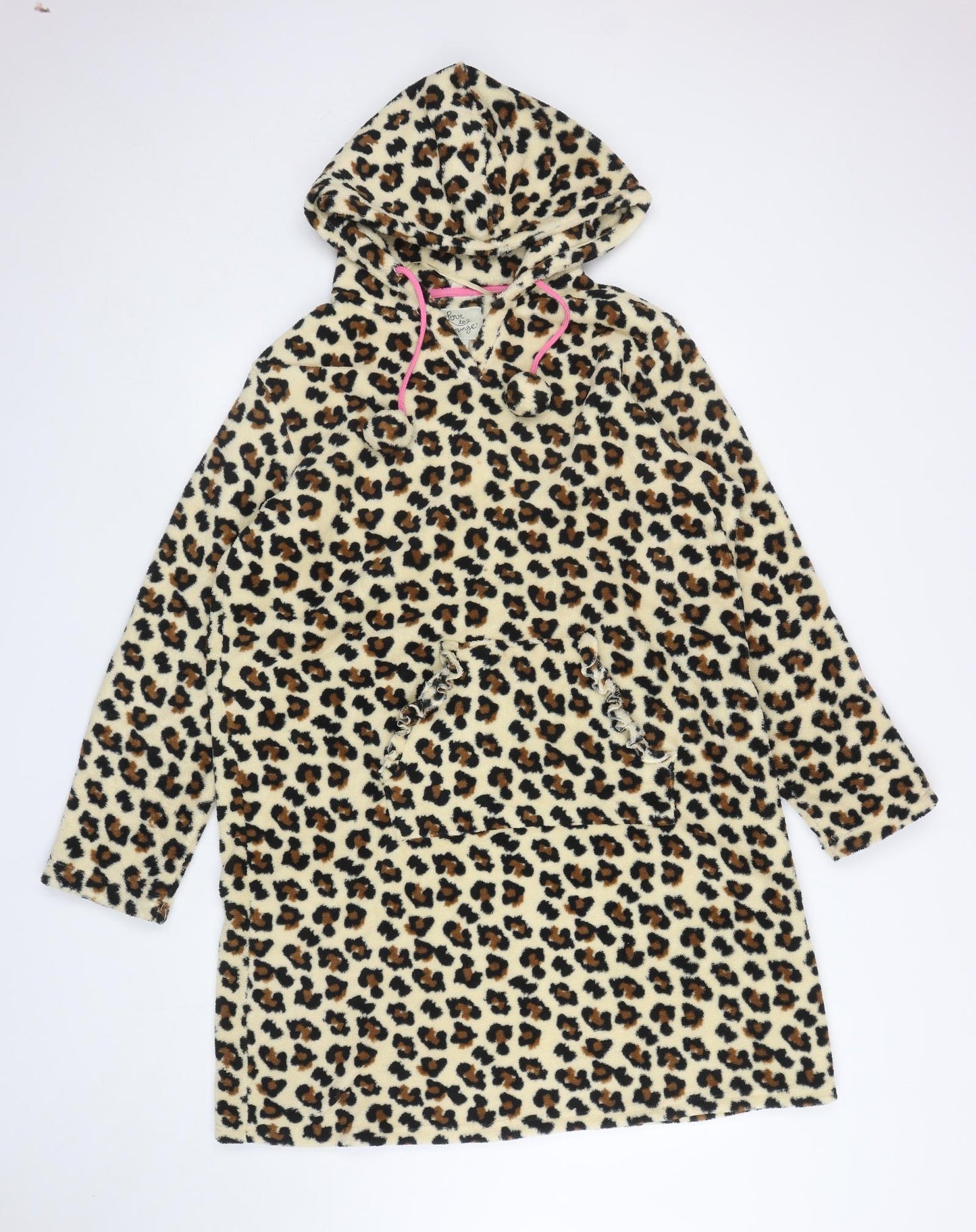 Primark Womens Brown Animal Print Polyester Top Lounge Set Size L