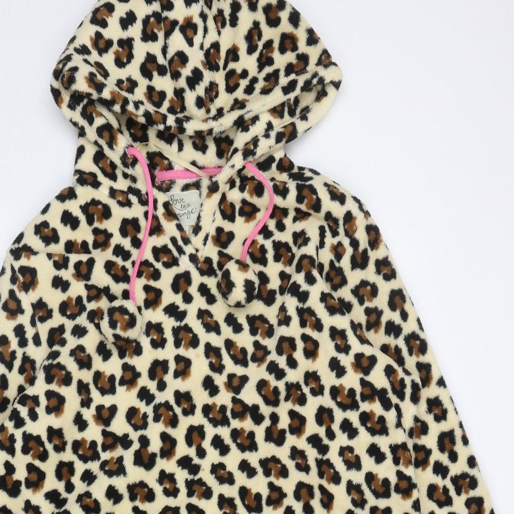 Primark Womens Brown Animal Print Polyester Top Lounge Set Size L